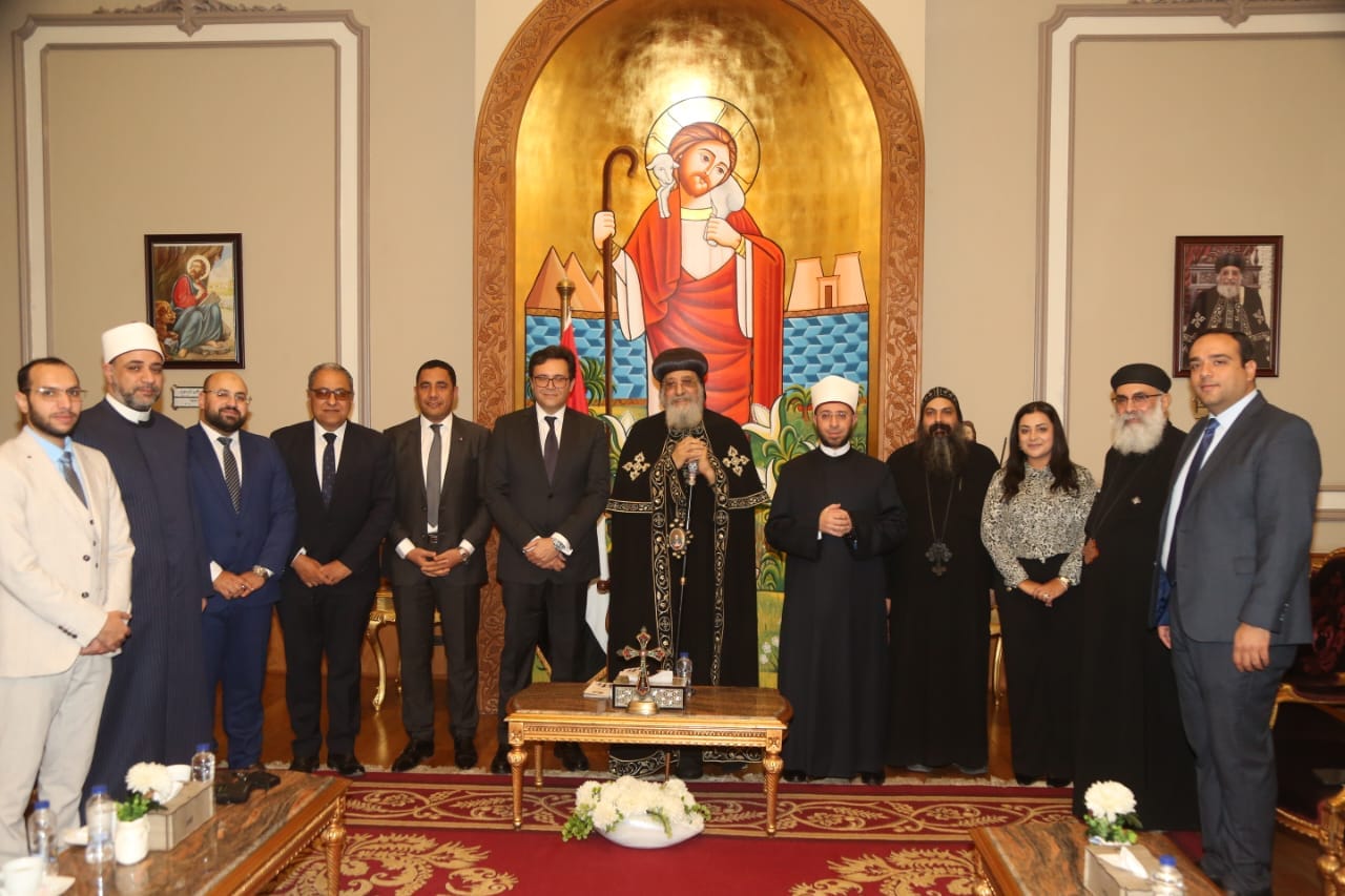 Pope Tawadros II receives the Ministers of Culture and Endowments and confirms the Church's full keens to participate in supporting all activities aimed at raising awareness and building human being and society.